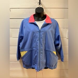 FRANCISCA PLUS OVERSIZED Blue & Pink Windbreaker Jacket Size 40 Xl/XXL